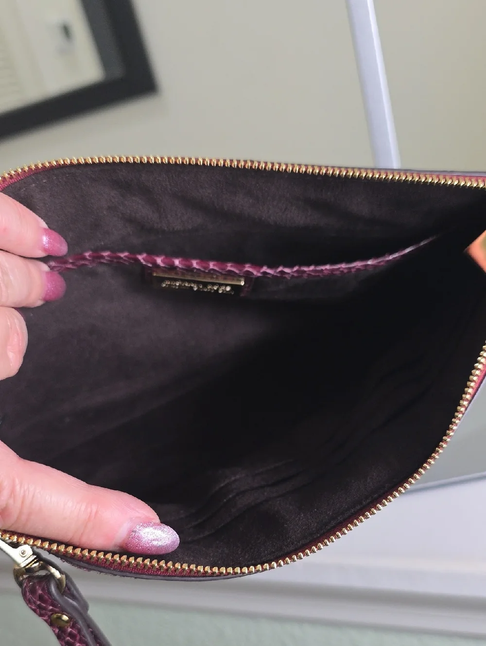 Michael Kors Purple/Gold Geniune Snake Skin Large Leather Wristlet EUC - Picture 10 of 13